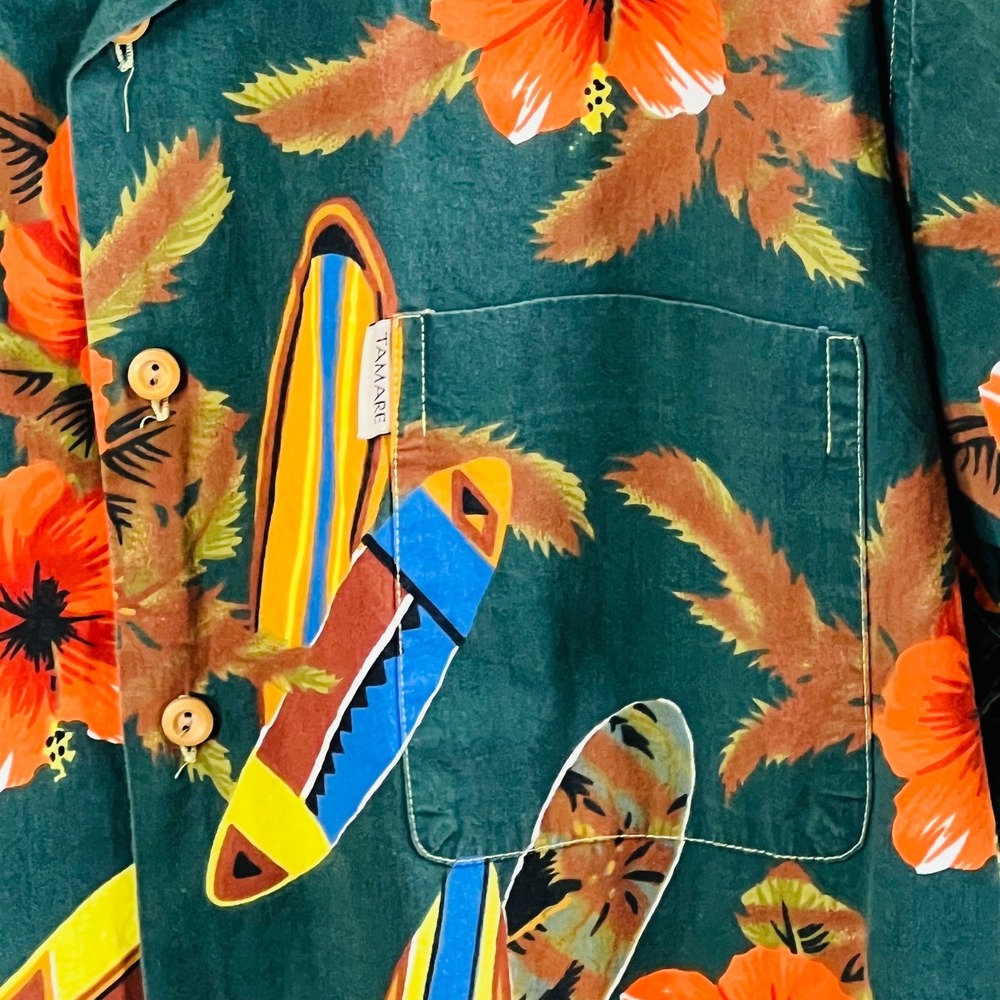 Tamare Vintage Hawaiian Shirt M Made in Hawaii Aloha Surfboard Hibiscus Cotton - Picture 6 of 13